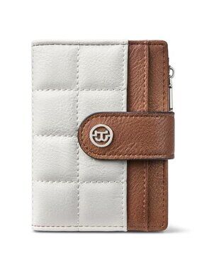 Womens RFID Bifold Wallet Quilted Vegan Leather Card Holder Coin Purse